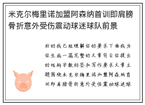 米克尔梅里诺加盟阿森纳首训即肩膀骨折意外受伤震动球迷球队前景
